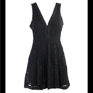 Free People Black Lace v neck dress